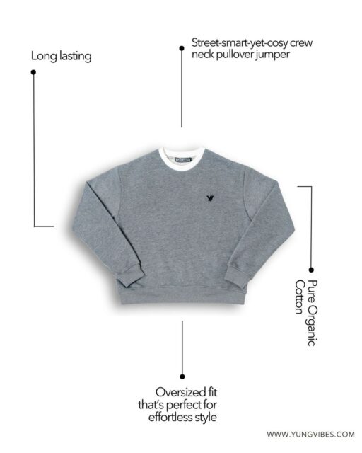 Engineered for structure, not just scale. 

The Crew Neck Oversized Pullover: heavyweight cotton, a precision drop-shoulder, and a silhouette that stays sharp. Elevate your essentials.