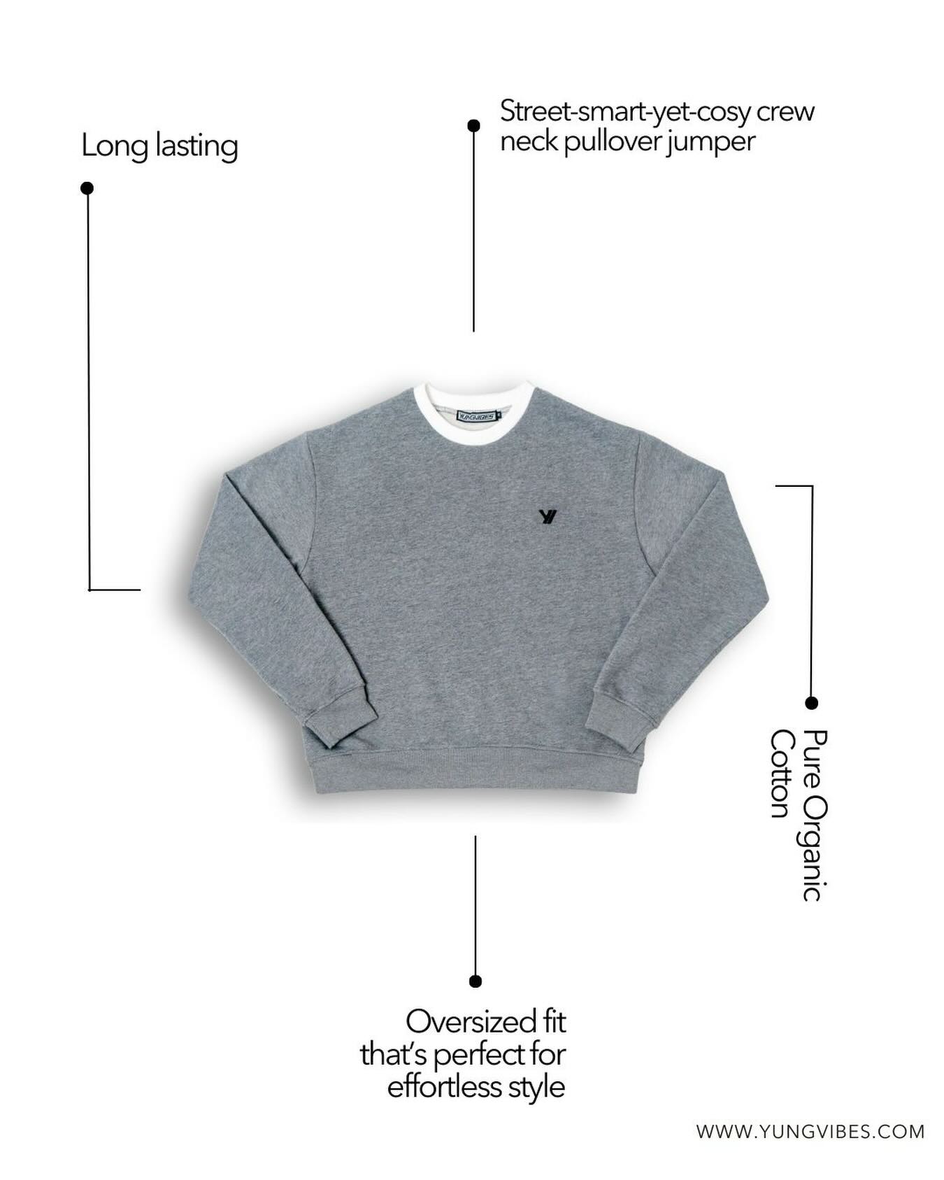 Engineered for structure, not just scale. 

The Crew Neck Oversized Pullover: heavyweight cotton, a precision drop-shoulder, and a silhouette that stays sharp. Elevate your essentials.